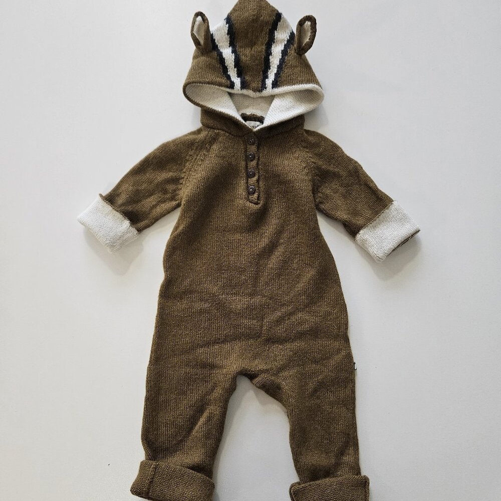 OEUF Chipmunk Hooded Alpaca Knit Sweater Romper Onesie Squirrel Costume - 18M - Picture 9 of 11